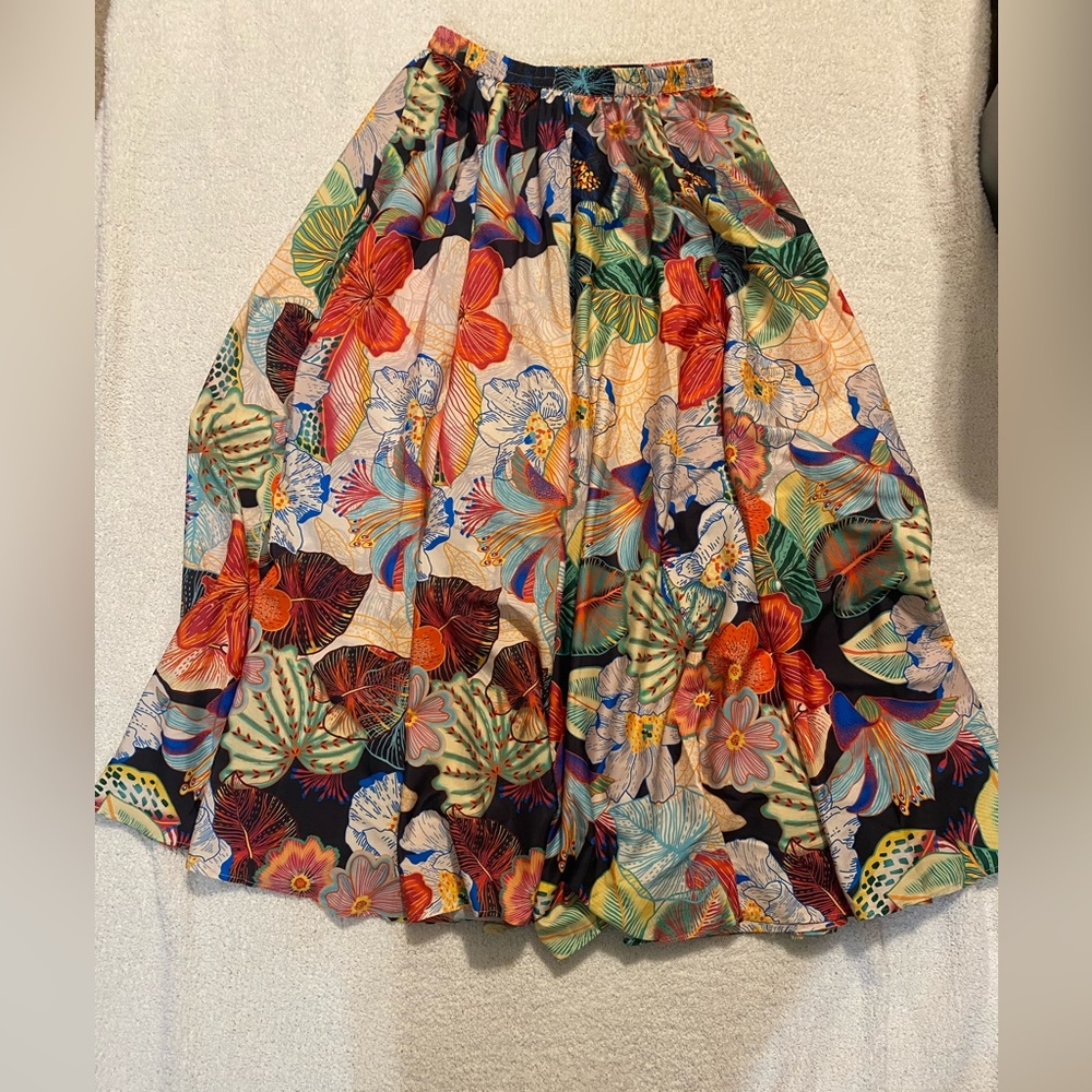 (NWT) Calypso Vibrant Floral A-Line Maxi Skirt - Multi